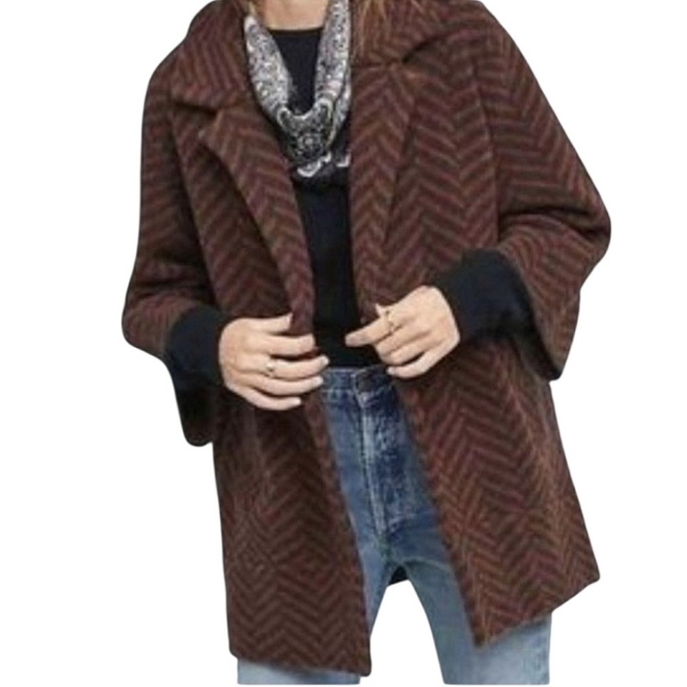 Moth Anthropologie Paloma Chevron Coccoon Jacket Coat Women's Sz Mediun